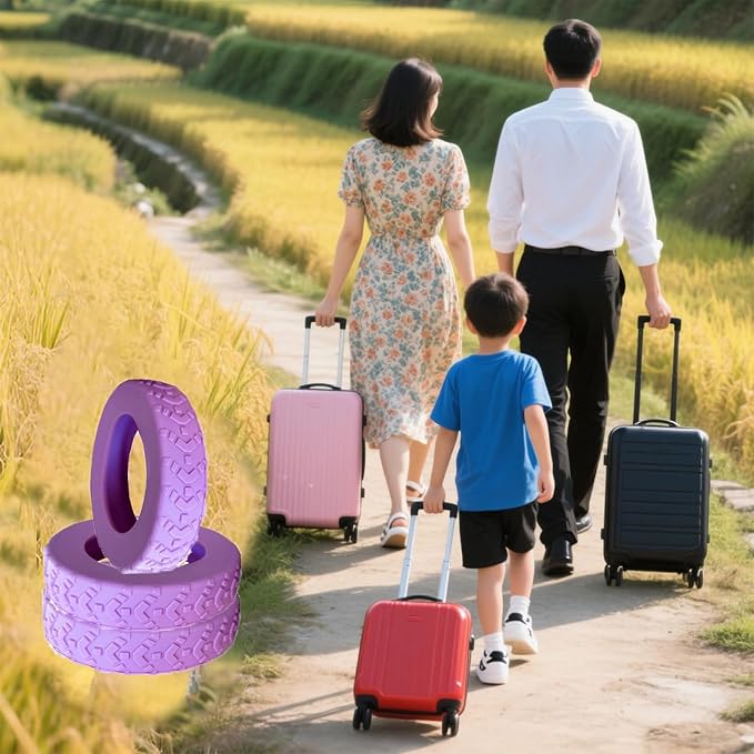 8 Pcs Luggage Wheel Covers, Anti-Noise, Fits 2-2.4" suitcase wheel,Purple | suitcase wheel covers， Widened & Thickened Silicone, Anti-Noise & Scratch-Proof, Fits 2-2.4" Carry-On Luggage Wheels