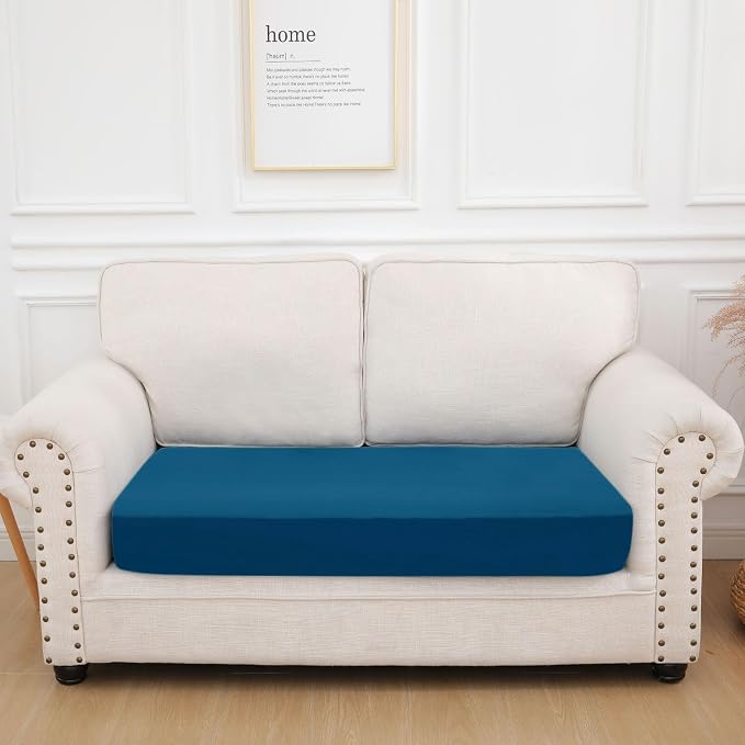 hyha Waterproof Couch Cushion Covers, Stretch Sofa Couch Seat Slipcover for Dog Washable, Non-Slip Waterproof Outdoor Cushion Covers for Patio Furniture Replacement (1 Piece for Medium, Deep Teal)