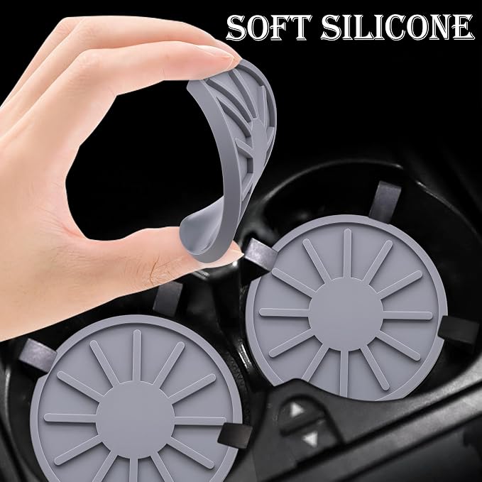 2-Piece Non-Slip Car Cup Holder Coaster – 2.75 Inch Auto Insert, Universal Fit for Cars & SUVs – Durable & Easy to Clean Drink Mat (Gray)