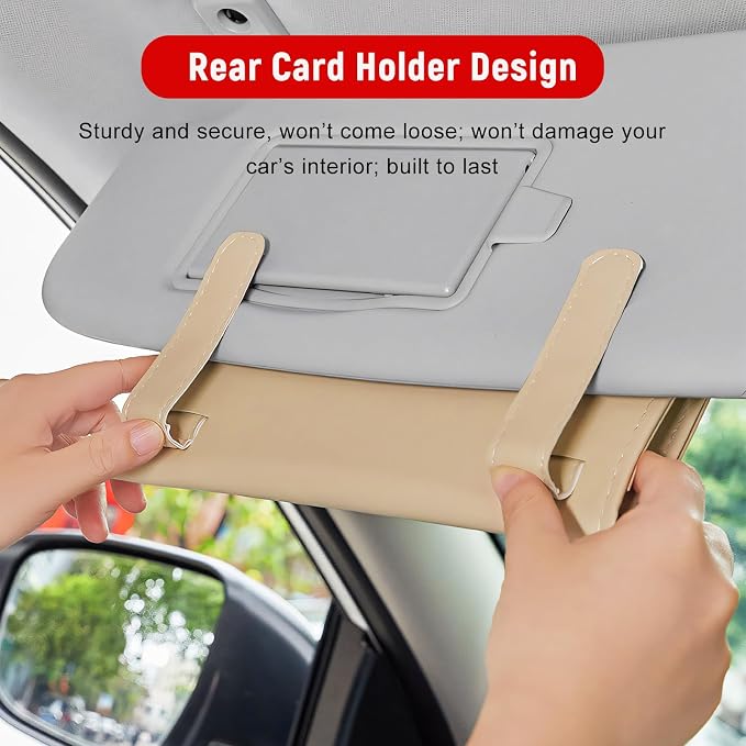 Car Visor Tissue Holder, Leather Auto Paper Towel Case Sun Visor Napkin Dispenser with 1 Pack Tissues, Rectangular Backseat Paper Towel Storage Holder for Most Vehicles (Black)