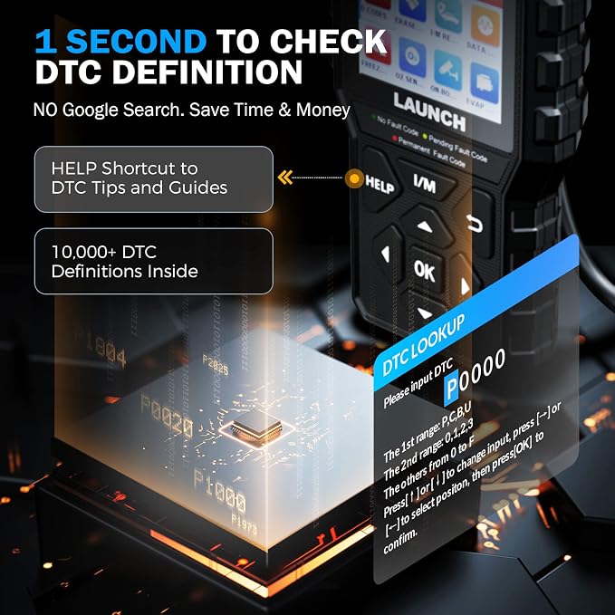 Launch CR529 OBD2 Diagnostic Scan Tool Code Reader for Car After 1996 | Check Egine Light, Read and Clear Codes, One Click 1/M, for DIYers, Lifetime F-ree Updates, 5 Yrs Backup