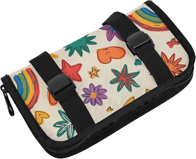 Car Visor Tissue Holder Mask Holder for Car, Car Tissue Box Sun Visor Napkin Holder Car Visor Accessories Adjustable Straps Reusable Durable Easy to Install Beige Doodle Star Heart Rainbow
