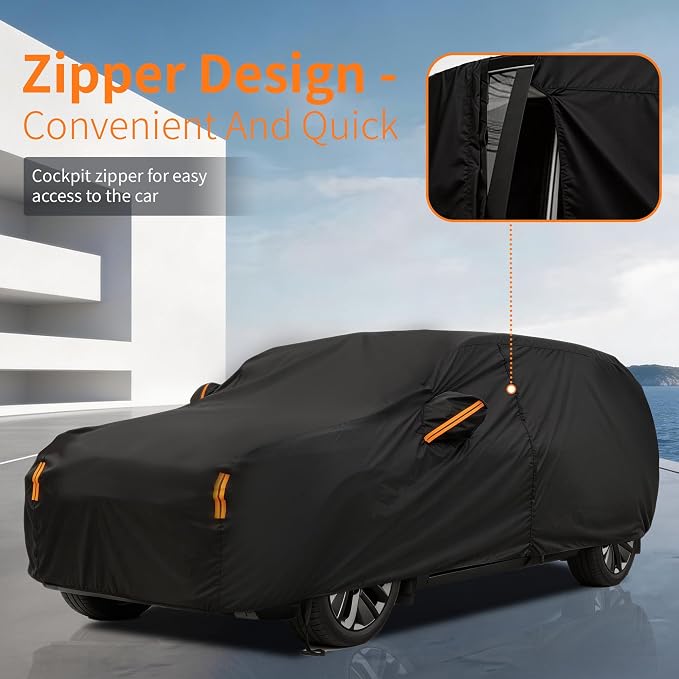 SUV Cover Outdoor Car Covers(Length up to 201 inch) Universal Fit for Lexus RX,VW Atlas,Kia Telluride,Hyundai Palisade,Chevrolet Equinox,Blazer,Audi SQ7/8,BMW X5/X6,Honda CR-V, RAV4 etc.