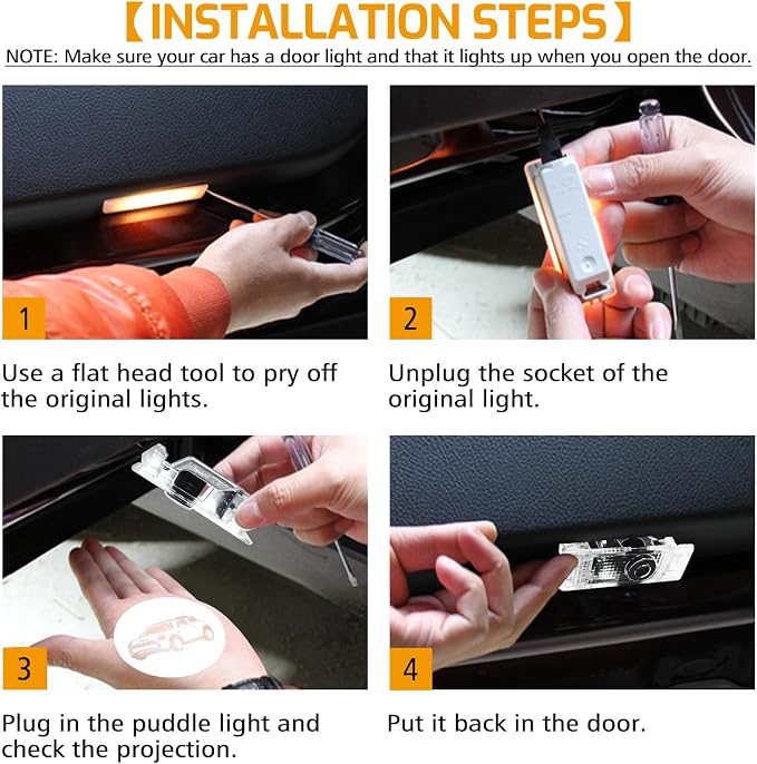 2Pcs Car Door Lights Projector for Mini Cooper/Countryman/Paceman/Sports/Clubman R55 R56 R57 R58 R59 R60 R61 F55 F56 F57 Car Accessories - Ghost Shadow Welcome LED Puddle Lights