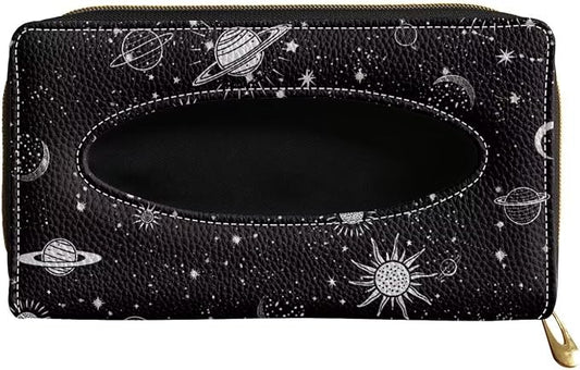 Space Planet Car Sun Visor Tissue Box Holder PU Leather Car Visor Accessories Automotive Visor Tissue Holder