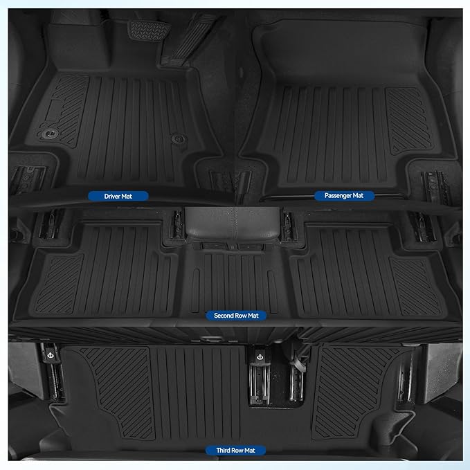 Custom Fit Floor Mats for 2020-2025 2026 Toyota Highlander | All Weather TPE Floor Liners with Trunk Mat | Odorless Interior Accessories