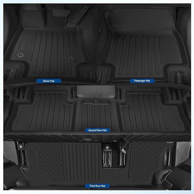 Custom Fit Floor Mats for 2021-2026 Chrysler Pacifica Gas Pinnacle(Not for Hybrid), All Weather TPE Floor Liners & Trunk Mat & Backrest Mats & Door Sill Guard, Full Set Interior Accessories