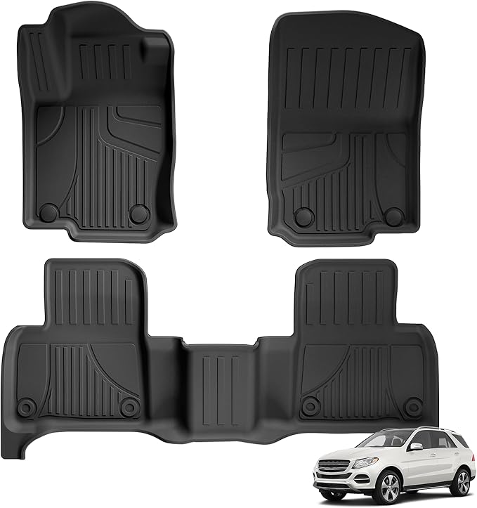Floor Mats for Mercedes Benz GLE 2016-2019 & ML Class 2012-2015 350/400 | All Weather TPE Floor Liners Custom Fit GLE & ML Car Mats, Black