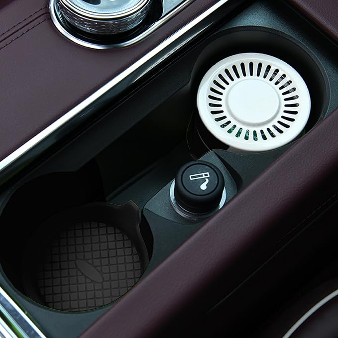 4 Pack Car Cup Coasters, Silicone Insert Recessed Car Cup Holder Coasters, Waterproof Non-Slip Sift-Proof Car Cup Mats, Universal Car Interior Accessories (Black)