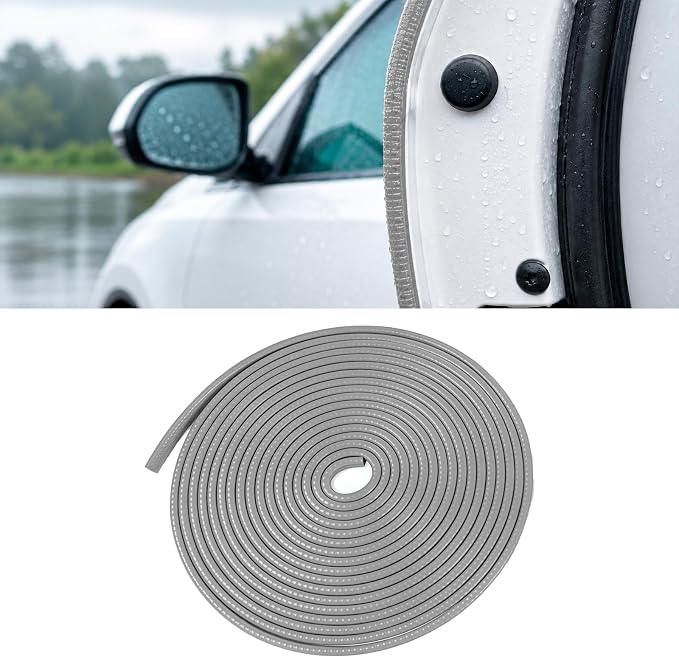 16.4 Ft Rubber Car Door Edge Guards, U Shape Edge Trim, Gray | Flexible profile, cut to fit, parking ding shield, push on setup, fits most sedans SUVs trucks, automotive accessories