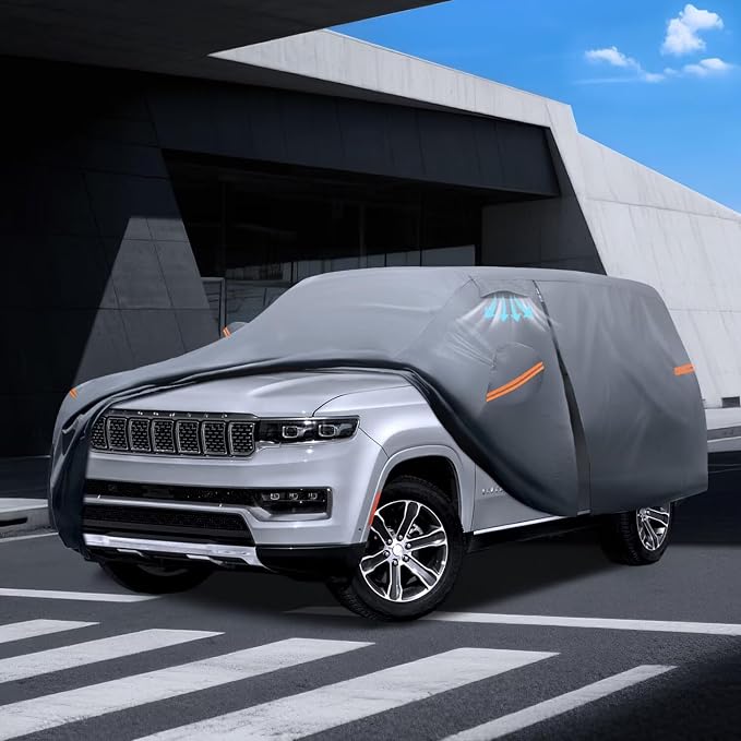 Large SUV Car Cover for Jeep Wagoneer L(214'-227') (2021-2026), 100% Waterproof All Weather, Heavy Duty Outdoor Full Exterior Covers Rain Sun Wind UV Protection.