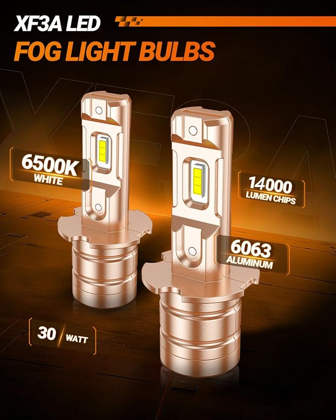 SEALIGHT H3 LED Bulb or DRL, 14000LM H3ll H3 LED Fog Light Bulb, 6500K 600% Brightness Super Heat Dissipation Performance, Plug-n-Play, Pack of 2