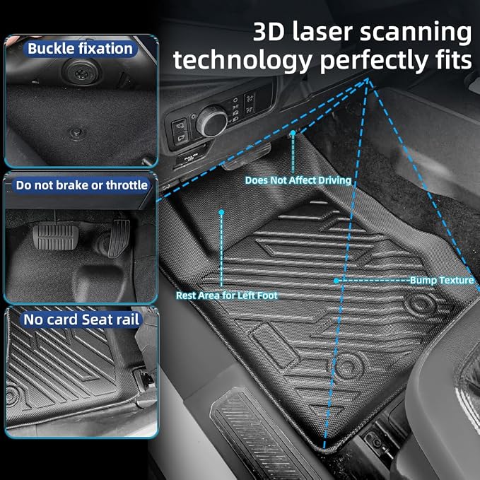 All-Weather Car Floor Mats for Ford Bronco 4 Door 2021-2025 Custom Fit Floor Liners Full Set (Front, Rear, Cargo) Easy to Clean Ford Bronco Accessories (Not for Sport/2-Door)
