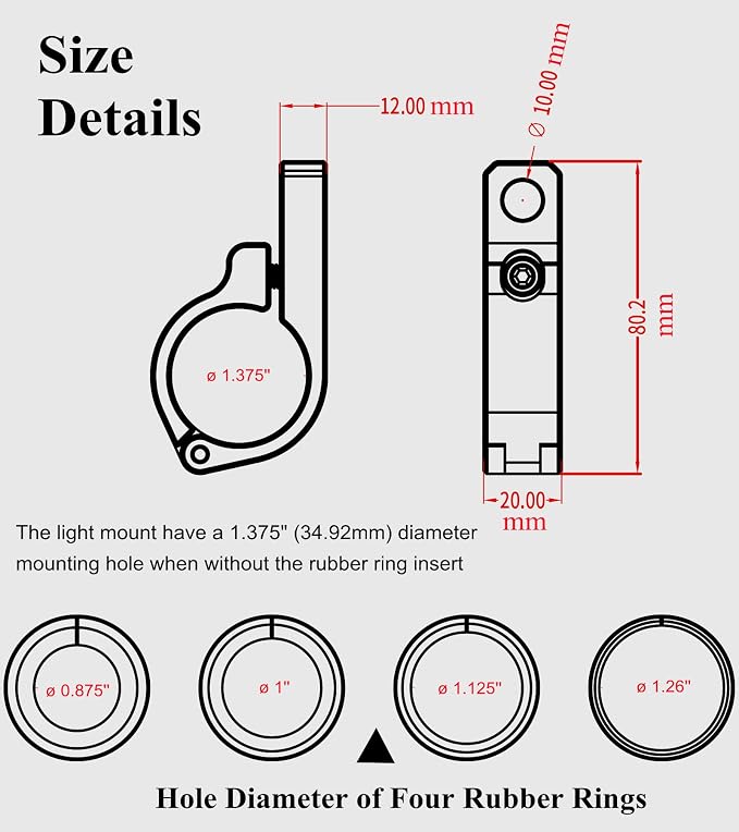 BRCOVAN 2PCS, Metal Light Bar Mounts, Off-Road LED Light Mounting Bracket | Fit for Round Rails 0.75" / 0.875'' / 1" / 1.125'' /1.26" / 1.375'' in Diameter, for Motorcycle ATV UTV Boat Truck