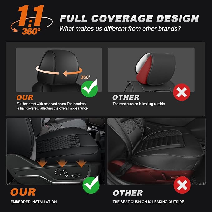 AOMSAZTO Truck Seat Covers for Chevy Silverado/GMC Sierra 1500 (2007-2013) 2500HD/3500HD (2007-2014) - Black Diamond Grid Faux Leather Seat Cover Full Set(Rear 40/60 Split for Crew Cab)