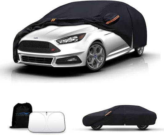 Hatchback Cover Outdoor Car Covers(Length up to 178 inch) Universal Fit for VW Golf,Honda Fit,Ford Focus,Toyota Yaris,Chevrolet Bolt,Ioniq,Clubman,Nissan Leaf,Versa etc Size H1(See Size Chart)