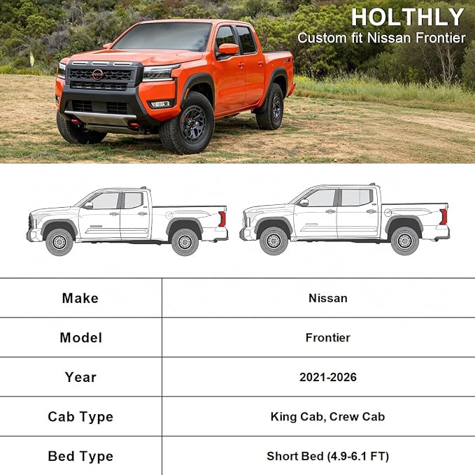 10 Layers Truck Cover Waterproof All Weather Custom Fit Nissan Frontier(2021-2026) King/Crew Cab Short Bed, Outdoor Full Exterior Pickup Car Cover Sun Rain Snow Ice Protection. Sliver