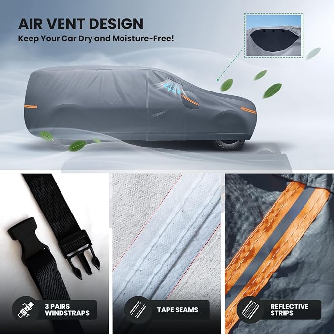 Waterproof Durango(1998-2026) Car Cover with Breathable Vents, [Upgrade] Premium Covers with Cotton Liner and Zipper Door,Sun Rain Snow Dust Uv Protection.(Gift with Towel Storage Bag)