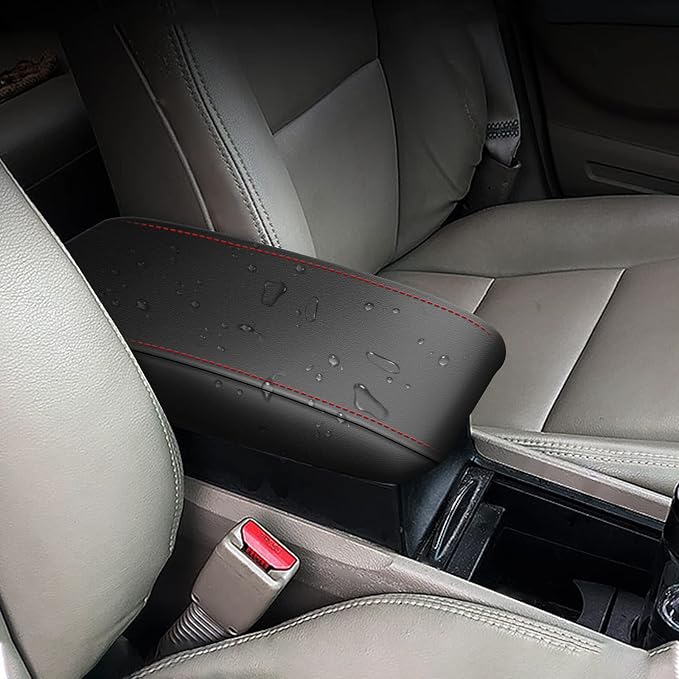 AOMSAZTO Armrest Cover for 2006-2011 Honda Civic Black with Red Stiches