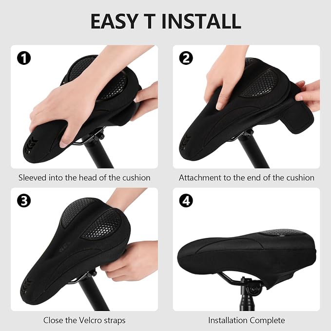 Bike Seat Cushion Gel Padded Bike Seat Cover Extra Soft Comfy for Men Women Comfort,with Peloton Stationary, Exercise, Mountain Bikes, Road & Electric