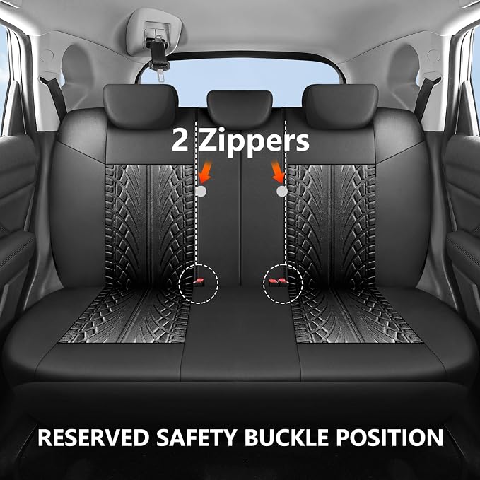 HChengkikz Premium Cloth Seat Covers, Washable Car Seat Cover Full Sets, Elastic Fabric, Airbag Compatible,Breathable All Season Comfort Seat Cover for Most Cars,Trucks,SUVs(Full Set,Black 815) | Breathable, Airbag compatible, Easy to Install, Universa...