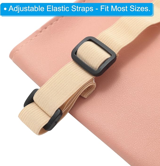 PATIKIL Car Tissue Holder, PU Leather Rectangle Napkin Paper Towel Dispenser Box Case with Elastic Strap for Car Sun Visor Seat, Pink
