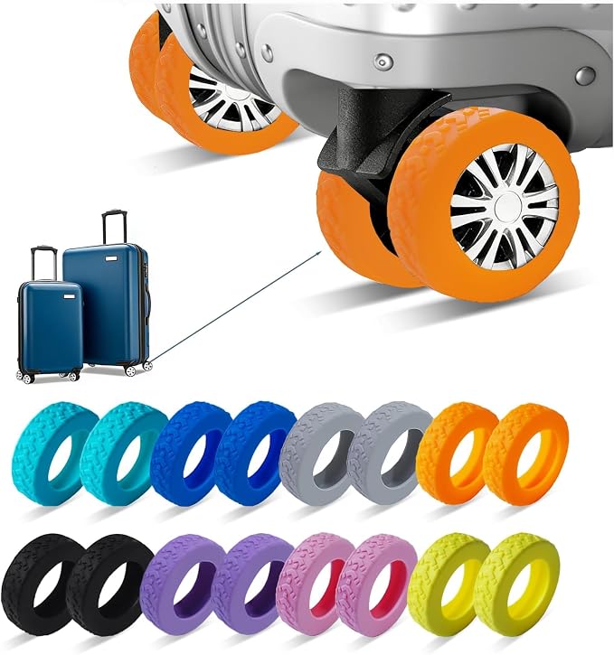 16 Pcs Luggage Wheel Covers, Anti-Noise, Fits 2-2.4" Spinners,Orange