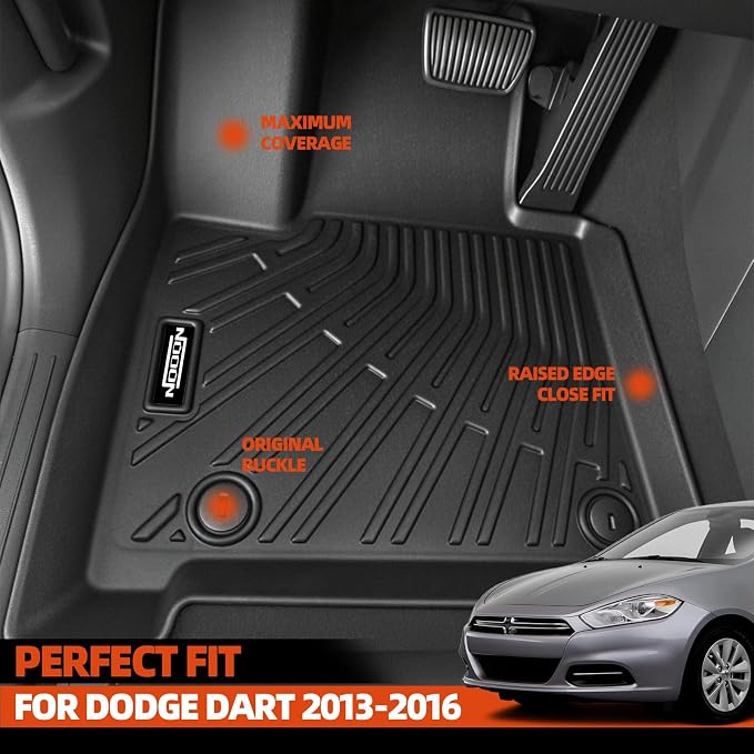 Custom Fit Floor Mats for Dodge Dart 2013-2016, All Weather TPE Floor Liners with Trunk Mat, Odorless Full Set Interior Accessories