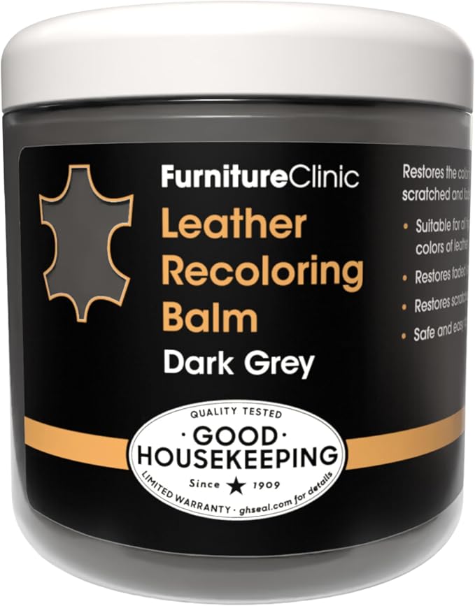 Furniture Clinic Leather Refreshing Balm for Scratches, Abrasion, and Fading - 16 Colours - 250 ml - Dark Grey
