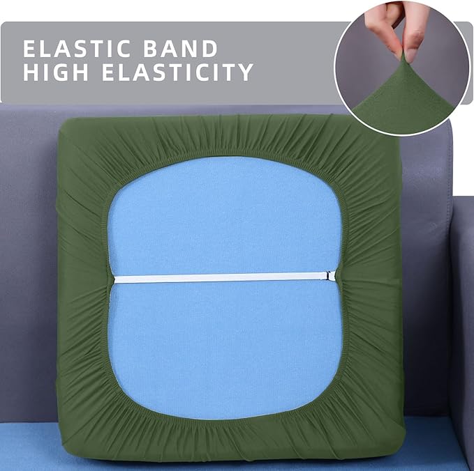 hyha Waterproof Couch Cushion Covers, Stretch Sofa Couch Seat Slipcover for Dog Washable, Non-Slip Waterproof Outdoor Cushion Covers for Patio Furniture Replacement (1 Piece for Small, Bronze Green)