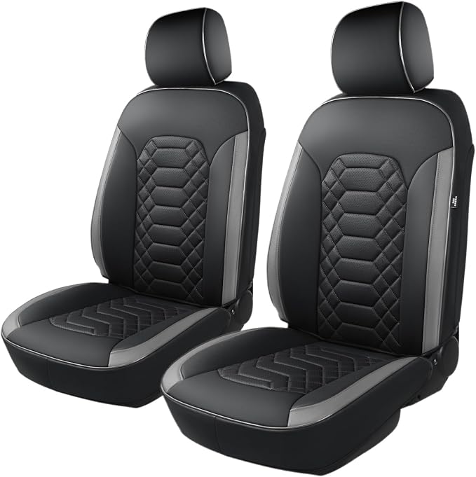 F150 Seat Covers Front Seats - Pickup Truck Seat Protectors for Ford 2015-2026 F150 SuperCrew & 2017-2026 F250/F350/F450 Super Duty Crew Cab, Durable Faux Leather Waterproo