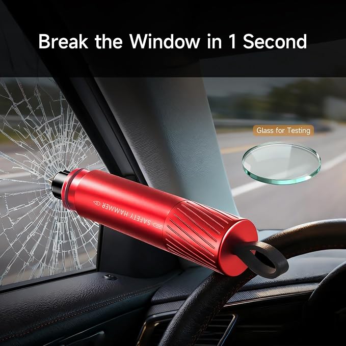 3Pcs Car Window Breaker Seatbelt Cutter, 2-in-1 Car Escape Tool, Window Breaker Glass Tool & Seatbelt Cutter, Essential Car Safety Hammer for Vehicle Emergencies