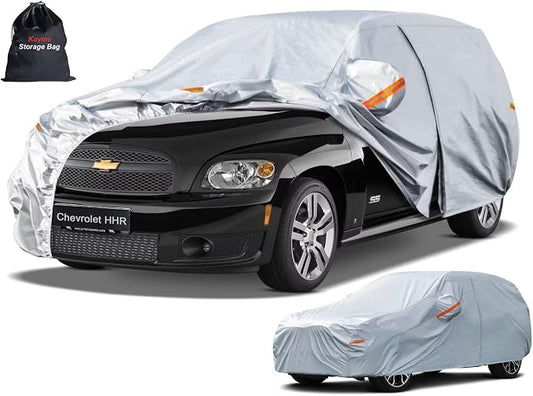 Kayme 6 Layers SUV Car Cover Custom Fit for Chevrolet HHR (2005-2011), Waterproof All Weather for Automobiles,Rain Sun UV Protection.Silver
