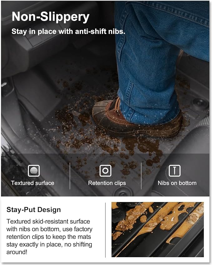 Kiwi Master Floor Mats for 2016-2021 Honda Civic | Custom Fit All Weather Car Mats, Heavy Duty TPE Floor Liners, Front & Rear 2 Row Set, Black