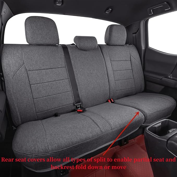 coverdream Custom Fit Seat Covers for 2016-2023 Toyota Tacoma Double Cab/Crew Cab SR,SR5,TRD Off Road,TRD Pro,TRD Sport,Limited,Fully Covered,UV Resistant Polyester Seat Protector (Full Set,Gray)