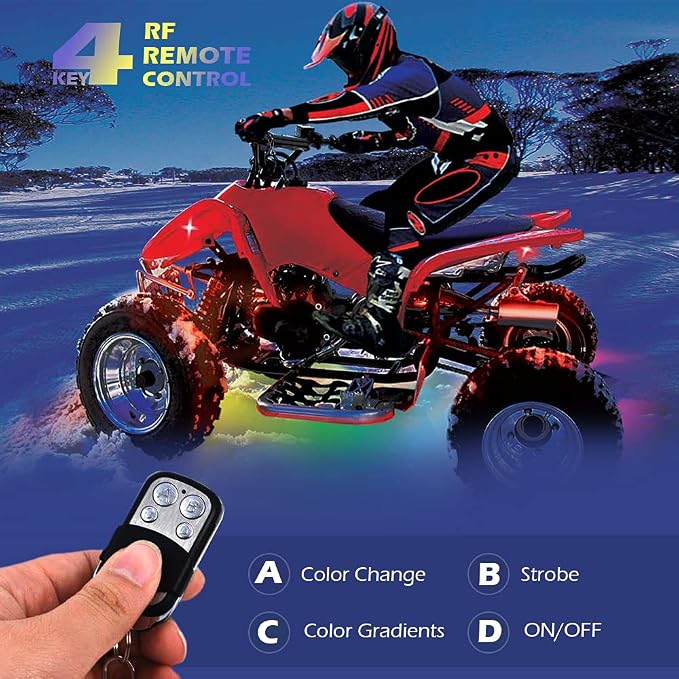 SHINIGHT 10 Pcs Motorcycle LED Light Kits, App Control Multicolor Waterproof Motorcycle LED Strip Lights with RF Remote, Music Sync & Multiple Scene Modes RGB LED Lights for Motorcycles, black