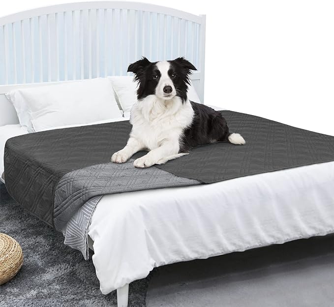 PetAmi Waterproof Couch Cover for Dogs, Non-Slip Leakproof Sofa Furniture Protector for Pet Cat, Machine Washable Bed Blanket for Car Seat, 68x82 Gray