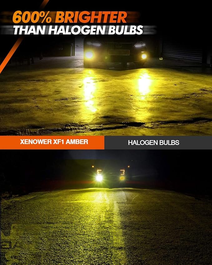 SEALIGHT 9006 LED Fog Light Bulbs Yellow, 600% Brightness 9006 HB4 LED Fog Light, 3000K Amber Strong Penetration 9006 Fog Light Led Bulb Yellow Replacement for Cars,Trucks(Pack of 2)