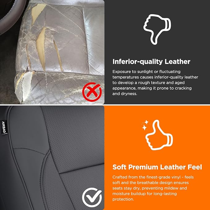 DrCarNow for Toyota Tacoma Seat Covers 2016-2023, Leather Seat Covers for Trucks Crew Cab & Double Cab Waterproof Car Interior Protector for Gen3/ 3rd Gen Tacoma Accessories 2016-2023 Full Set Black