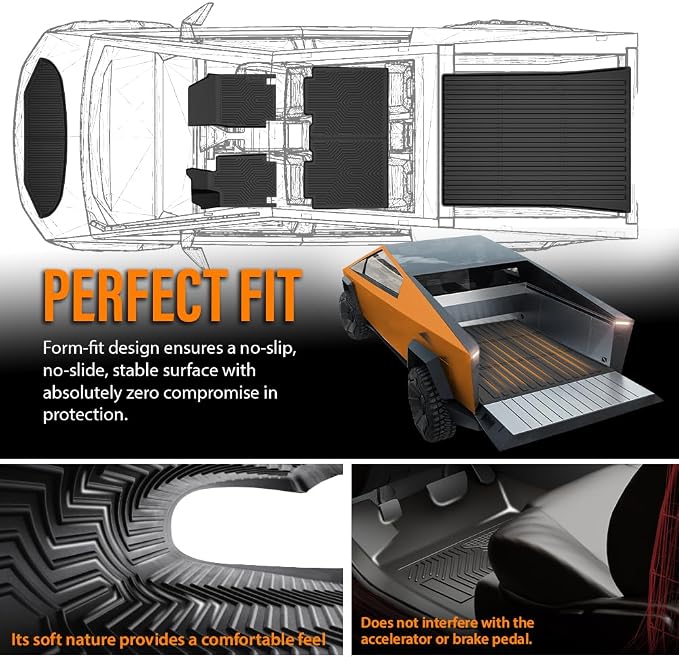 G-PLUS TPE Floor Mats Cargo Liner Fit Tesla Cybertruck 2023-2025 | All Weather Protection,Non-Slip,Custom Fit Floor Liner,TPE Full Coverage,1st & 2nd & 3rd & 4th Row,Black