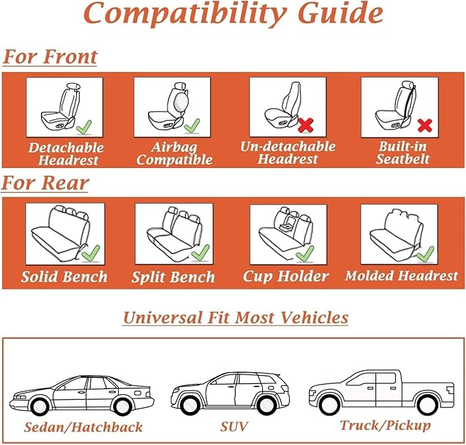 Coverado Car Seat Covers, Seat Covers for Cars, Waterproof Leather Auto Seat Protectors, Leather Car Seat Cushion, Car Interiors Accessories Universal Fit for Most Cars