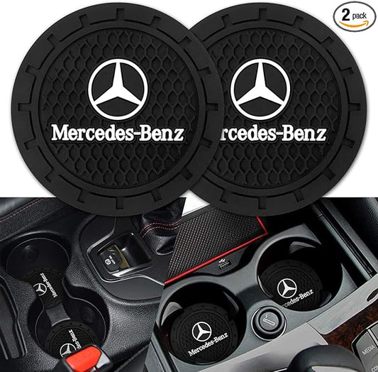 Car Cup Holder Coaster for Mercedes Benz Recessed Silicone Cupholder Coaster Interior Accessories 2.75in 2Pack Black