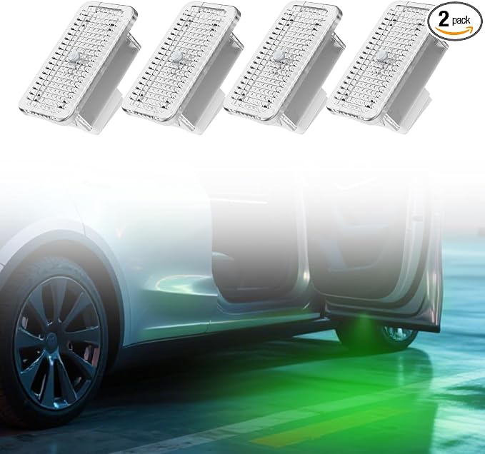 7 Color Car Door Welcome Lights,Car Puddle Light, Footwell Lamp Trunk Lights Compatible with Tesla Model 3 Model S Model Y Model X,4PACK