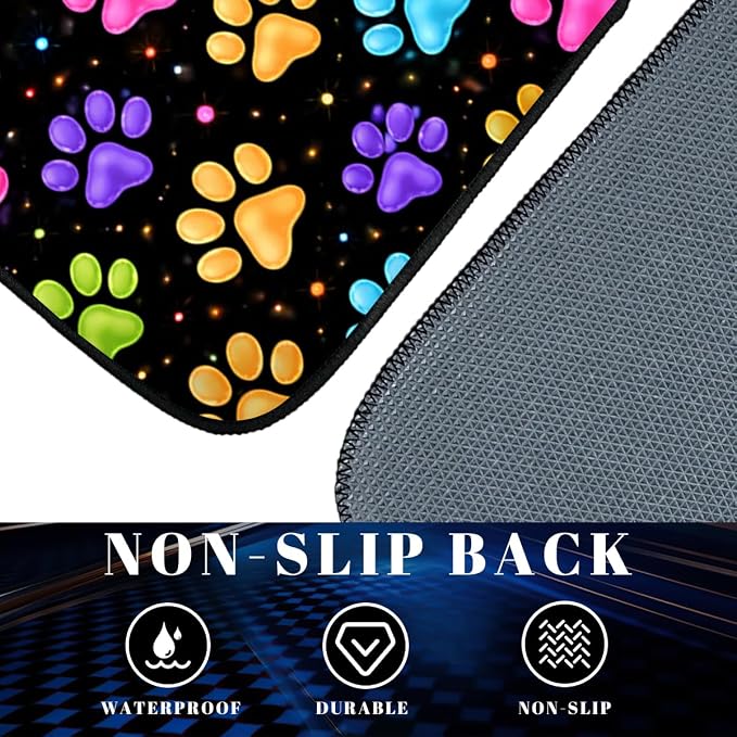Paw Print Car Floor Mats Set of 4 Neon Color Starry Pattern Automotive Foot Mats Rugs Carpet for Car Non-Slip Auto Car Accessories Universal Fit for Car SUV Truck Van