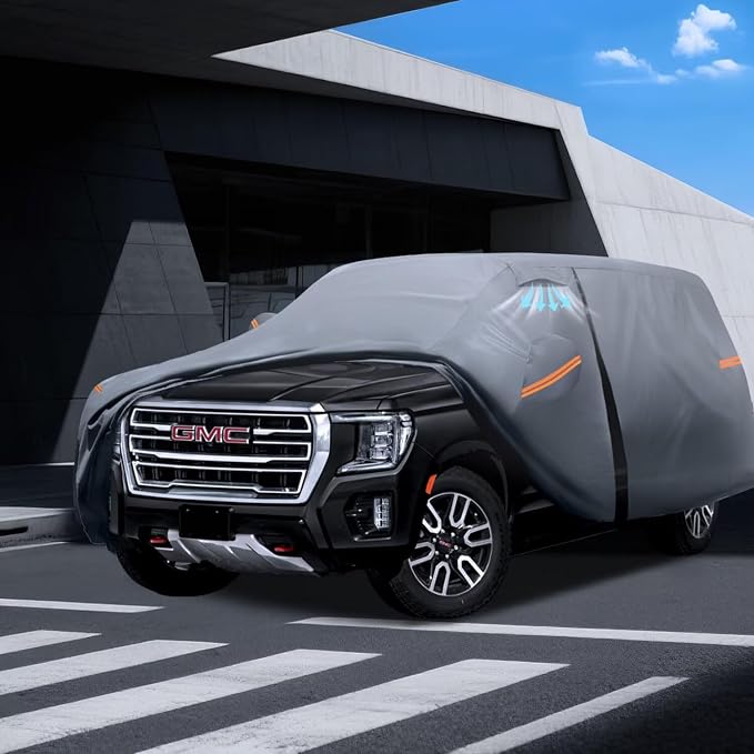 Large SUV Car Cover for GMC Yukon XL (2000-2026) 100% Waterproof All Weather, Heavy Duty Outdoor Full Exterior Covers Rain Sun Wind UV Hail Protection.
