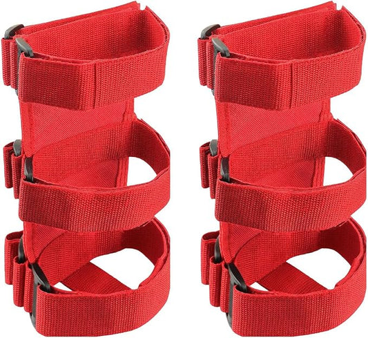 Ohleats Roll Bar Fire Extinguisher Holder, Adjustable Fire Extinguisher Mount Strap with American Flag Pattern, Car Accessories Fixed Belt for Wrangler JK JKU TJ CJ (No Pattern, Red, 2 PCS)