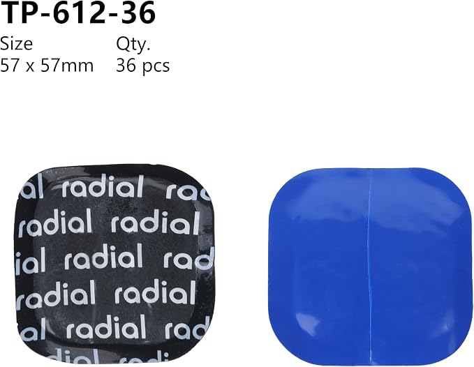 Radial Tire Patch, 2.24" x 2.24" (57x57mm) 36 pcs, Extra Large Heavy Duty Round Patches, Repair Kit for Truck, Car, Tractor Inner Tires, Black with Blue Poly Backing