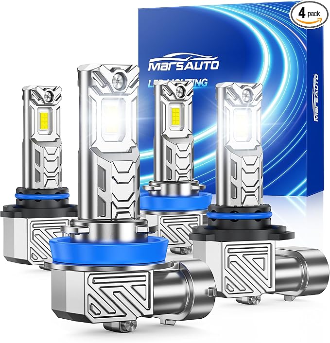 Marsauto 9005 H11 LED Bulbs Combo, IP68 Plug and Play, Pack of 4