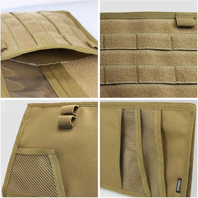 WYNEX Car Visor Organizer Fold MOLLE Panel, Fit Car Trucks Pickups Vans | 2-Packs, Fold: M-13.8x7", 3 Hoop & Loop Strap, Auto Sun Visor Storage Pouch for Essentials & Tactical Gear Road Trip