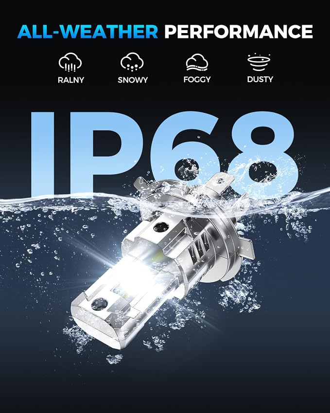 Marsauto H4/9003 Light Bulbs, 40,000LM 600% Ultra Brighter, 6500K Cool White, 80000Hrs Long Life, 1:1 Mini Size, Plug and Play, H4 Fog Lights Bulbs, Pack of 2 | IP68 Waterproof, 1:1 Mini Size, 80000+ Hours Lifespan, Plug-N-Play
